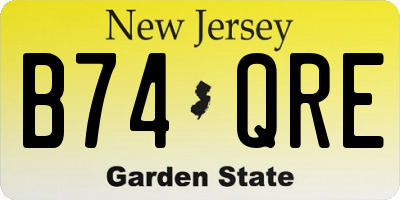 NJ license plate B74QRE