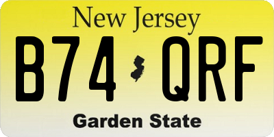 NJ license plate B74QRF