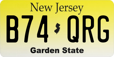 NJ license plate B74QRG