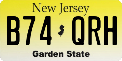 NJ license plate B74QRH