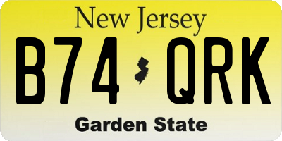 NJ license plate B74QRK