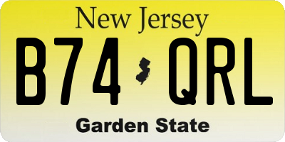 NJ license plate B74QRL