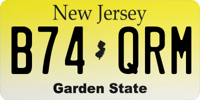 NJ license plate B74QRM