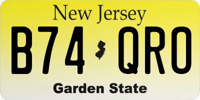 NJ license plate B74QRO