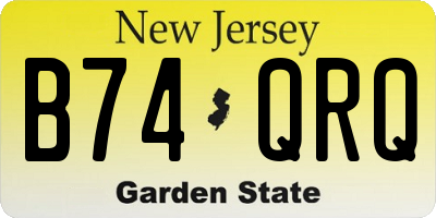 NJ license plate B74QRQ