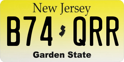 NJ license plate B74QRR