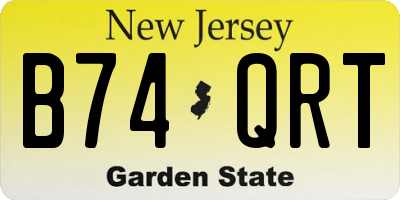 NJ license plate B74QRT