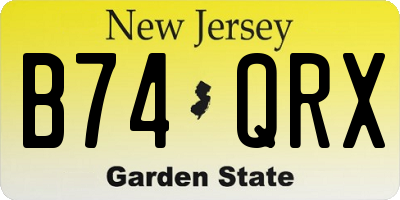 NJ license plate B74QRX