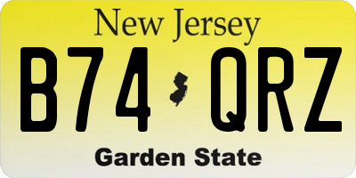 NJ license plate B74QRZ