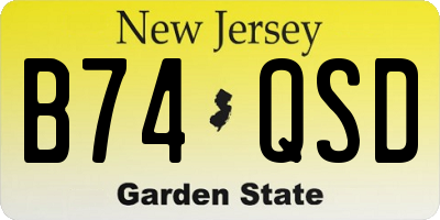 NJ license plate B74QSD