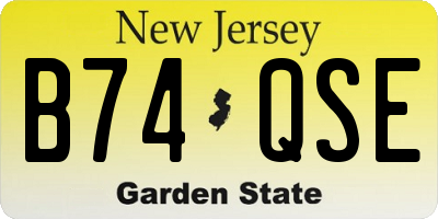 NJ license plate B74QSE