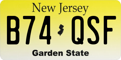 NJ license plate B74QSF