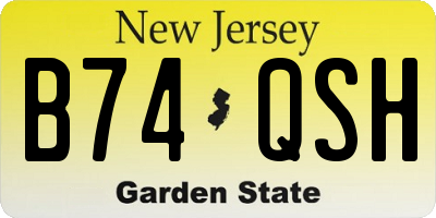 NJ license plate B74QSH