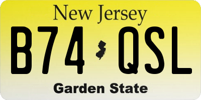 NJ license plate B74QSL