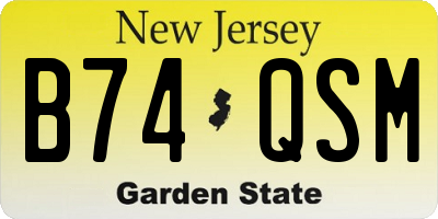 NJ license plate B74QSM