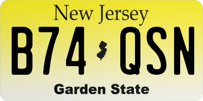 NJ license plate B74QSN