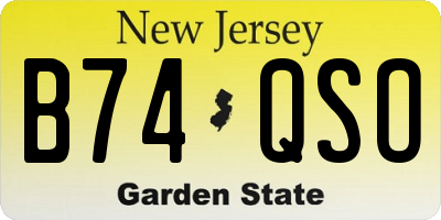 NJ license plate B74QSO