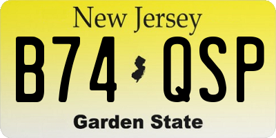 NJ license plate B74QSP