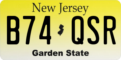 NJ license plate B74QSR