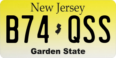 NJ license plate B74QSS