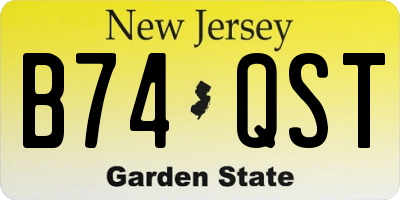 NJ license plate B74QST