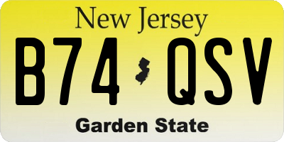 NJ license plate B74QSV