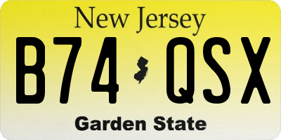NJ license plate B74QSX