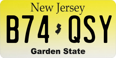 NJ license plate B74QSY