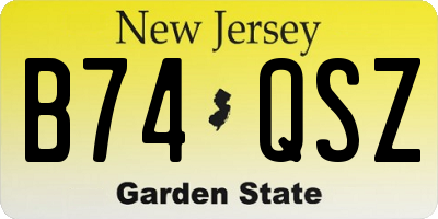 NJ license plate B74QSZ