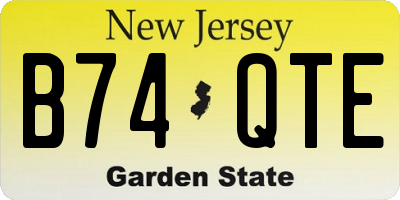 NJ license plate B74QTE