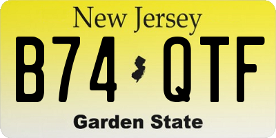 NJ license plate B74QTF