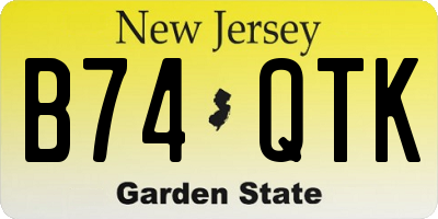 NJ license plate B74QTK