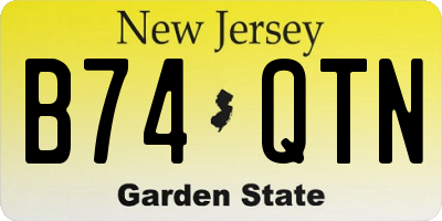 NJ license plate B74QTN