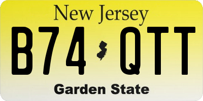 NJ license plate B74QTT