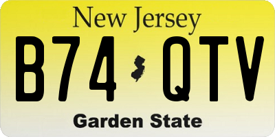 NJ license plate B74QTV