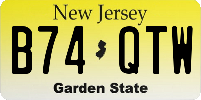 NJ license plate B74QTW