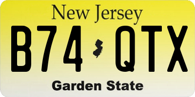 NJ license plate B74QTX
