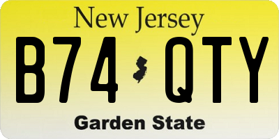 NJ license plate B74QTY