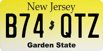 NJ license plate B74QTZ