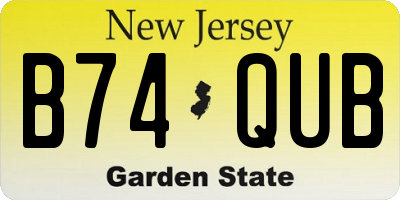 NJ license plate B74QUB