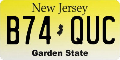 NJ license plate B74QUC