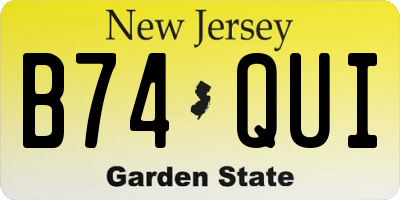 NJ license plate B74QUI