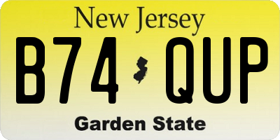 NJ license plate B74QUP