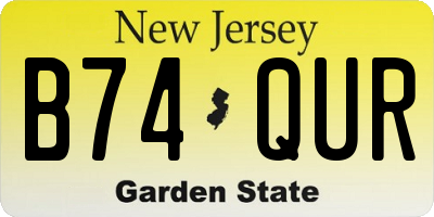 NJ license plate B74QUR