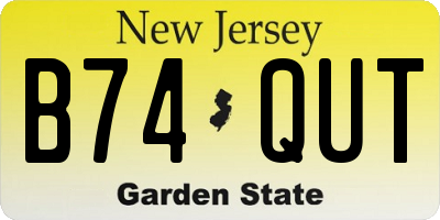 NJ license plate B74QUT