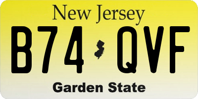 NJ license plate B74QVF