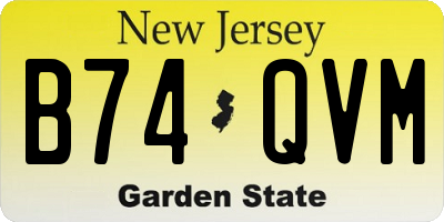 NJ license plate B74QVM