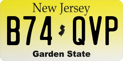 NJ license plate B74QVP