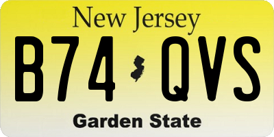 NJ license plate B74QVS