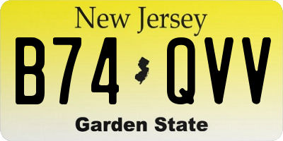 NJ license plate B74QVV